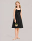 Black Satin Short Flower Girl Dress 