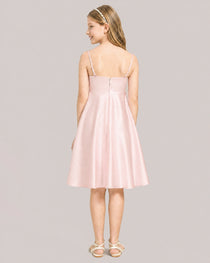 Blush Pink Satin Short Flower Girl Dress 