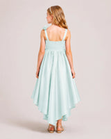 Mist Satin A-line Girls Formal Dress Back View