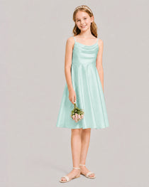 Mist Satin Short Flower Girl Dress 