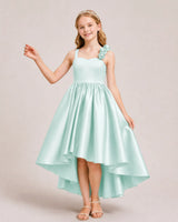 Mist Satin A-line Girls Formal Dress Front View