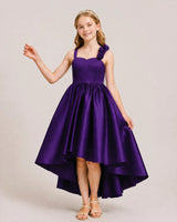 Purple Satin A-line Girls Formal Dress Front View