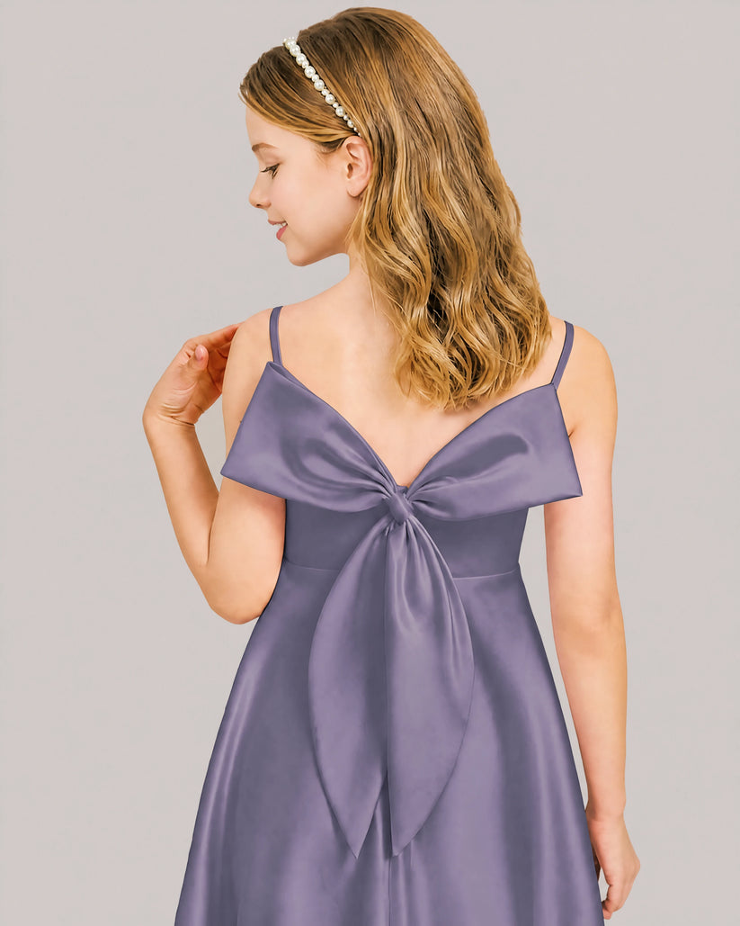 Tahiti Satin A-line Junior Bridesmaid Dress Back View