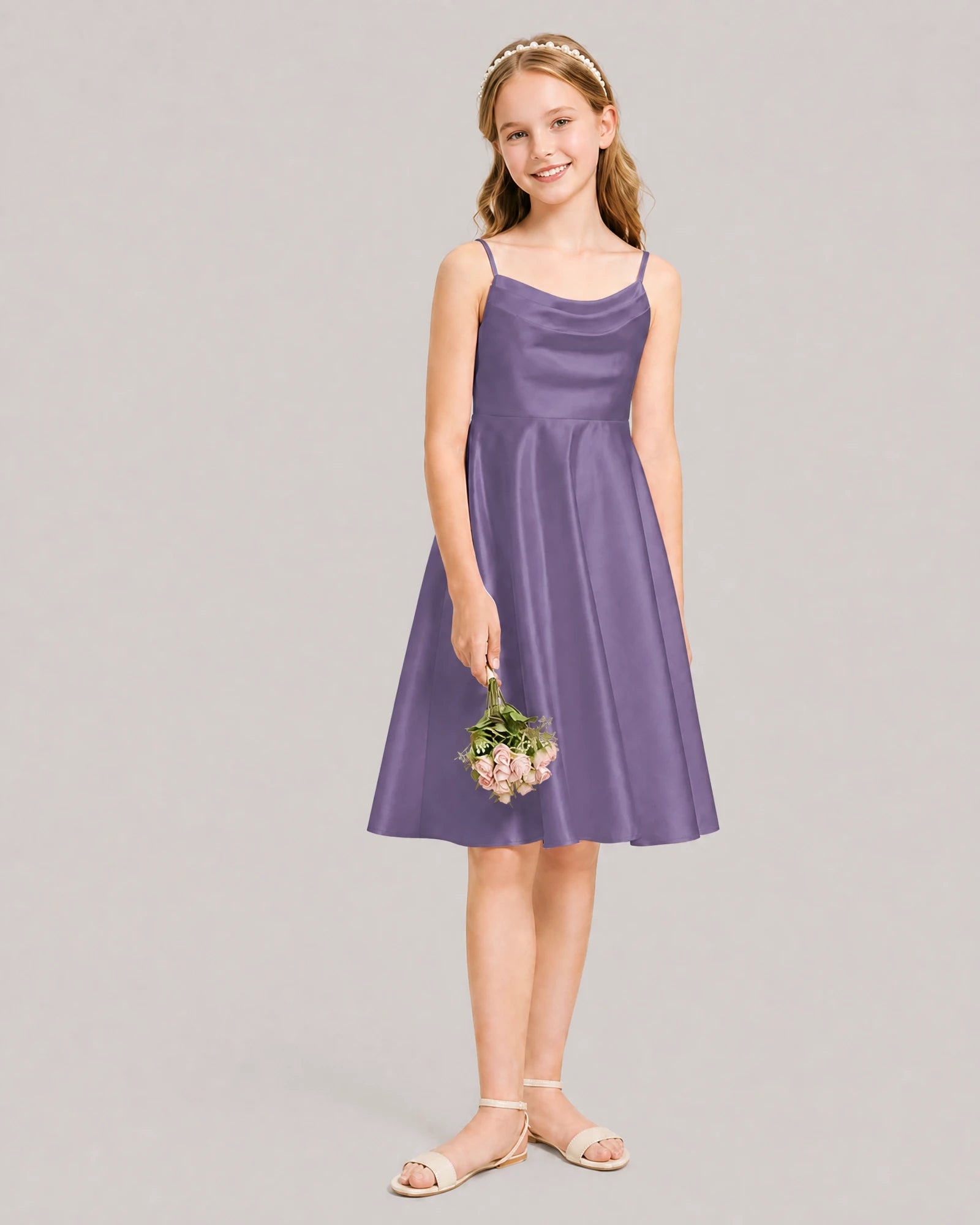 Wisteria Satin Short Flower Girl Dress 