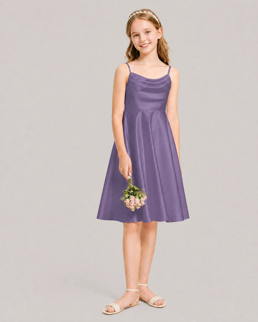 Tahiti Satin A-line Junior Bridesmaid Dress Front View