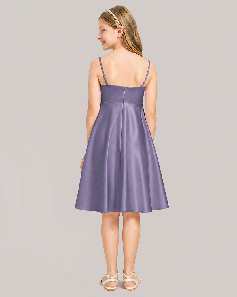 Tahiti Satin A-line Junior Bridesmaid Dress Back View