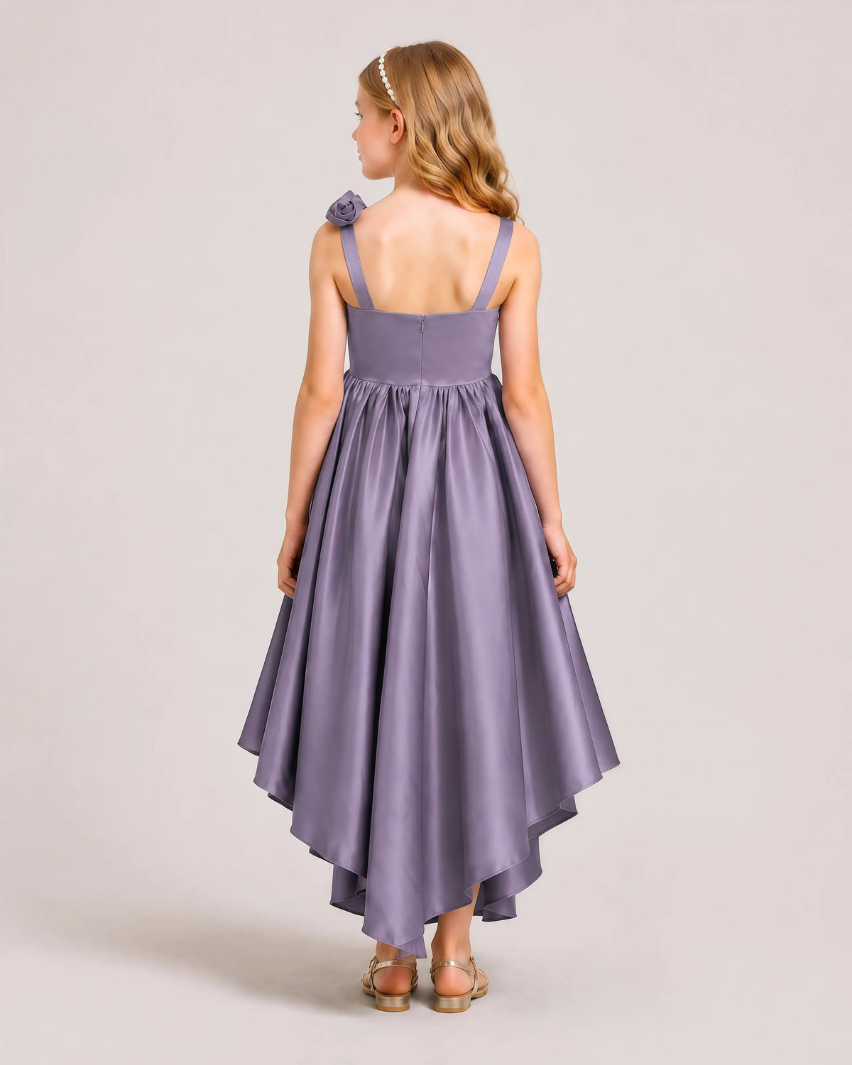 Wisteria Satin A-line Girls Formal Dress Back View