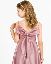 Dusty Rose Satin Short Flower Girl Dress 