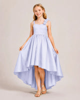 Lavender Satin A-line Girls Formal Dress Front View