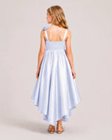 Lavender Satin A-line Girls Formal Dress Back View