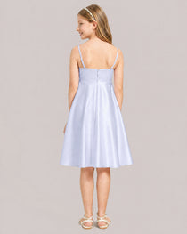 Lavender Satin Short Flower Girl Dress 