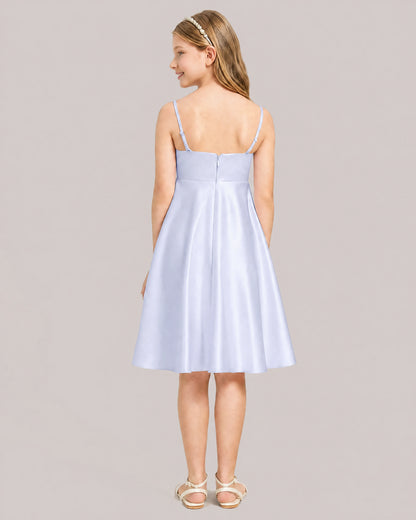 Lavender Satin Short Flower Girl Dress 
