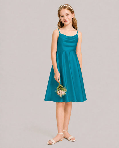 Peacock Satin Short Flower Girl Dress 
