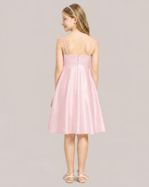 Pink Satin Short Flower Girl Dress 