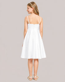 White Satin Short Flower Girl Dress 