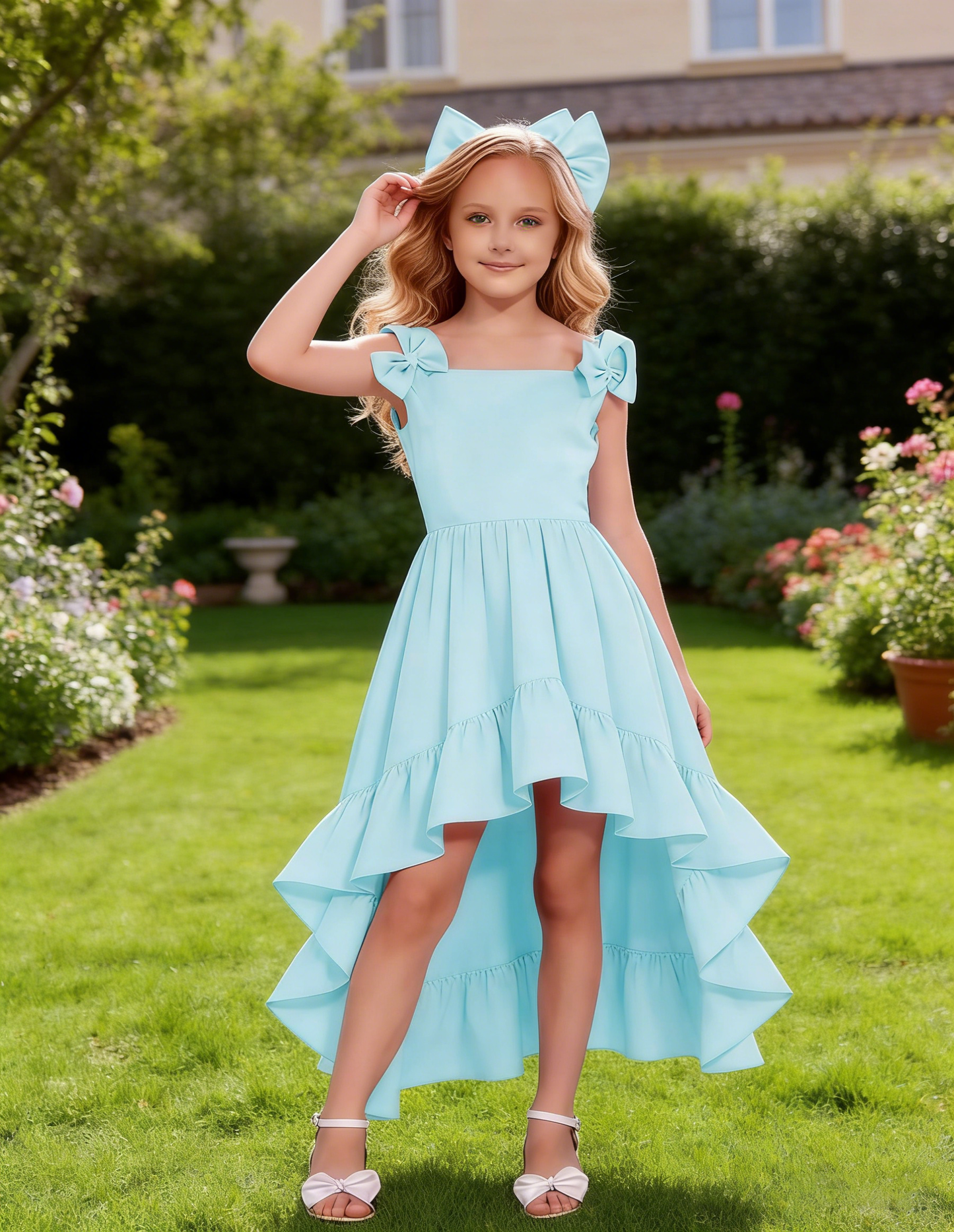 dideyttawl High-Low Junior Bridesmaid Dresses for Girls 4-16 Chiffon  A-Line Pageant Formal Party Ball Dress 2636