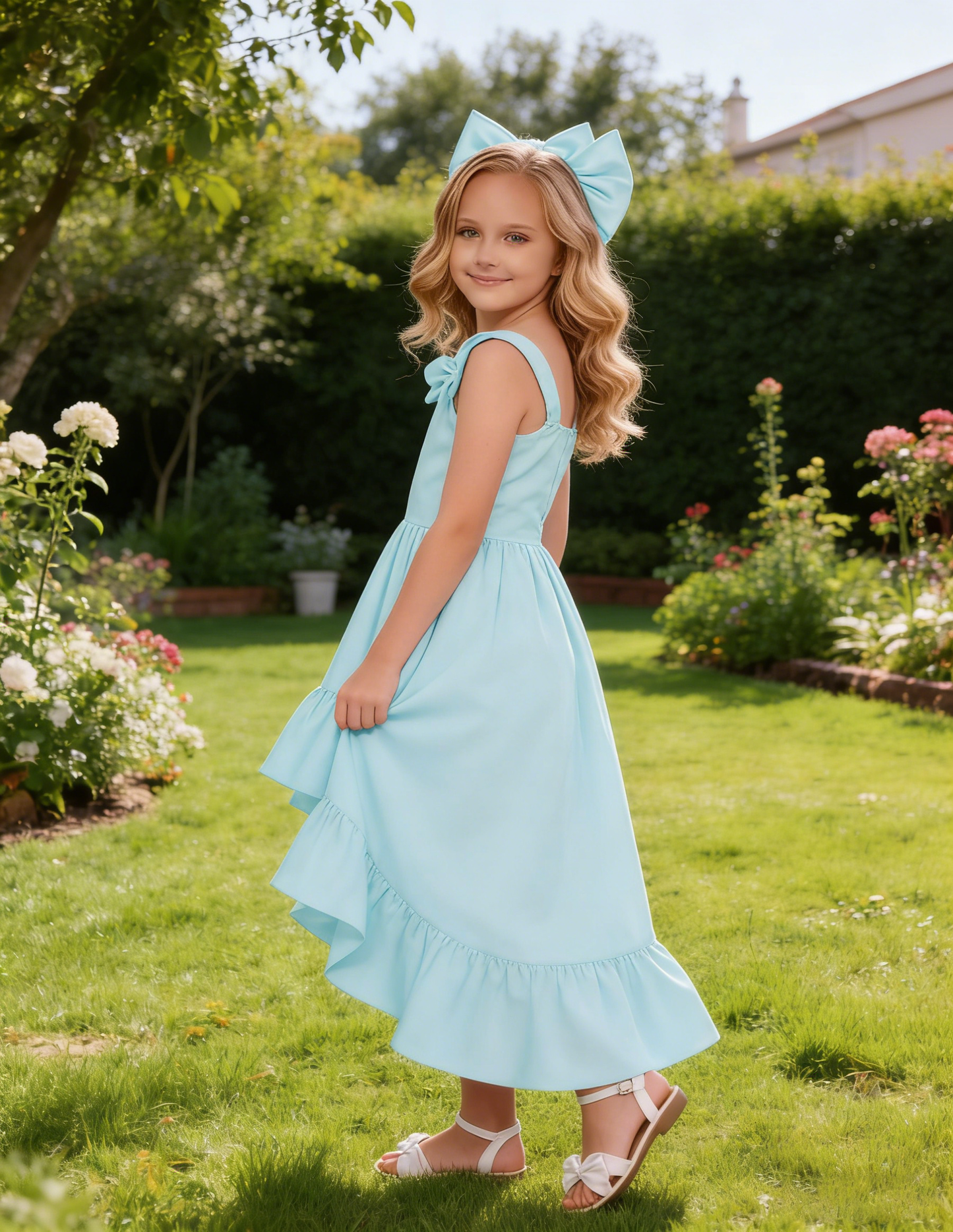 dideyttawl High-Low Junior Bridesmaid Dresses for Girls 4-16 Chiffon  A-Line Pageant Formal Party Ball Dress 2636
