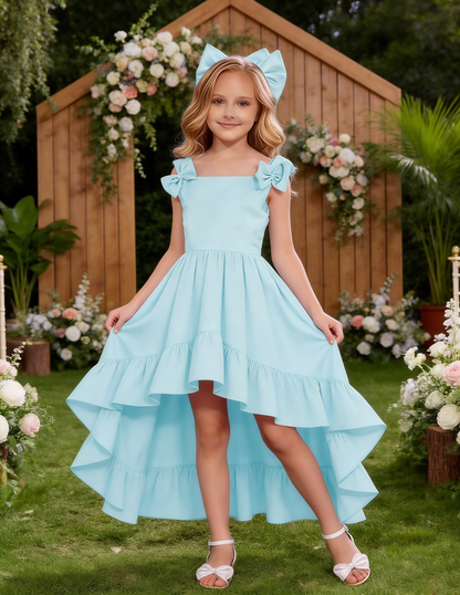 dideyttawl High-Low Junior Bridesmaid Dresses for Girls 4-16 Chiffon  A-Line Pageant Formal Party Ball Dress 2636