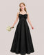 Dideyttawl Chocolate Brown Satin Spaghetti Strap Floor Length Junior Bridesmaid Dress