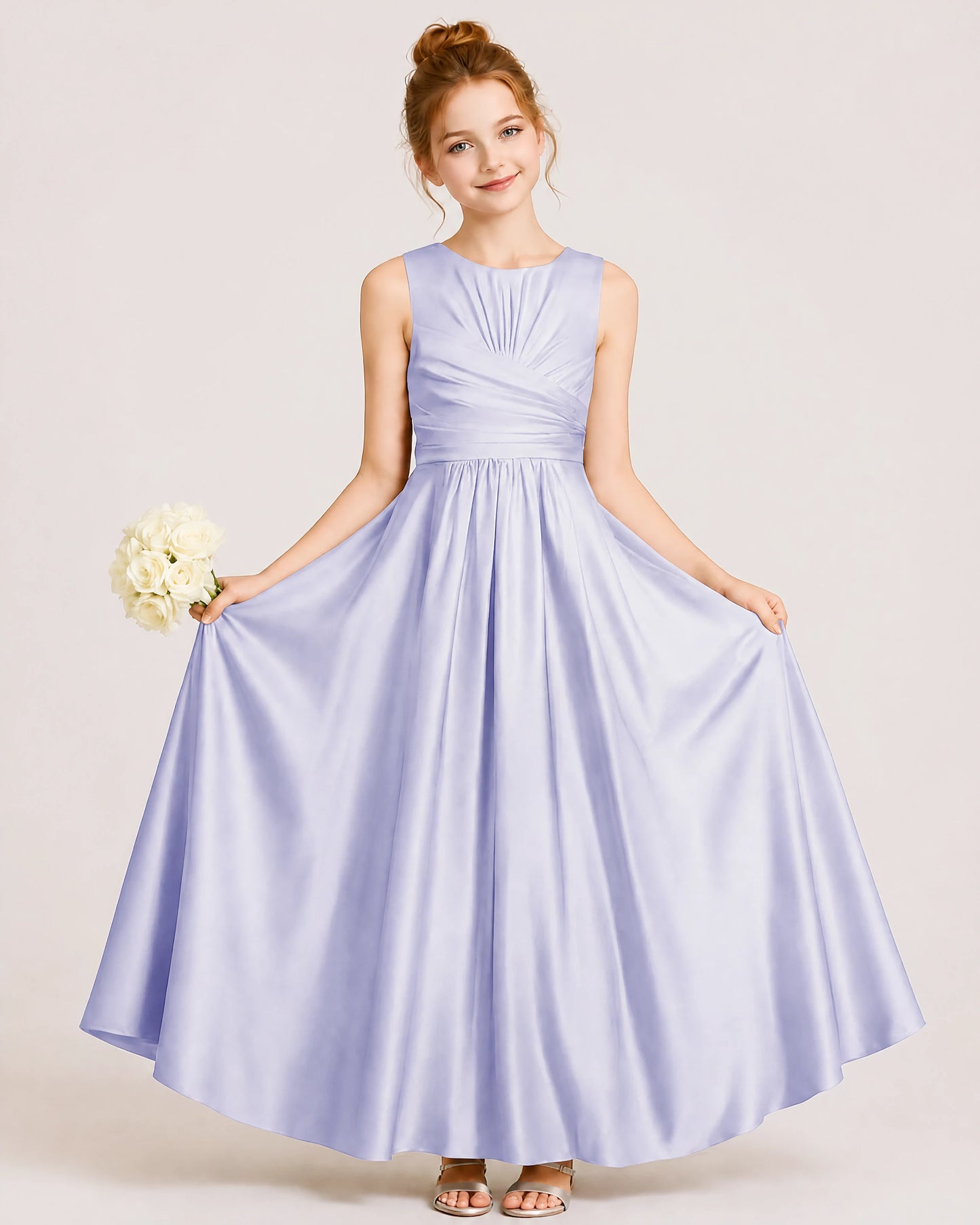 Lavender Satin Junior Bridesmaid Dress