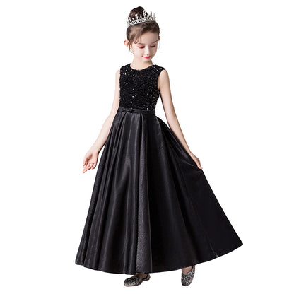 Satin Sequins Formal Dresses For Girls Special Occasion Dresses Elegant Birthday Party Dress