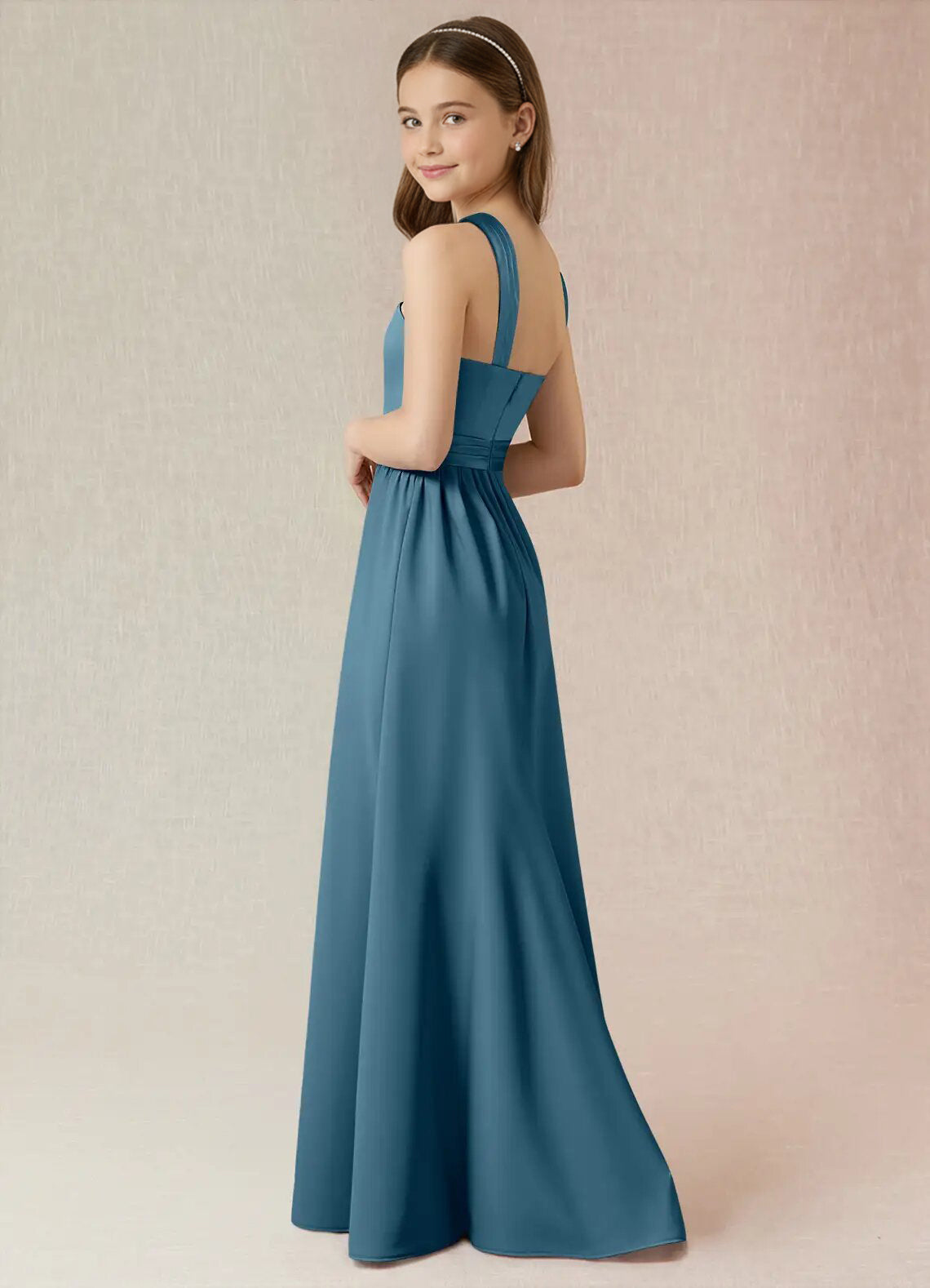 dideyttawl Junior Bridesmaid Dresses for Teen Girls Satin Halter A-Line Flower Girl Dress for Wedding 2531