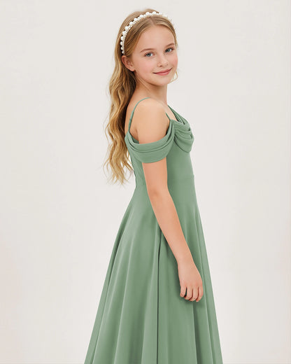 Sage Green Chiffon A-line Junior Bridesmaid Dress Side View