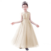 Dideyttawl Dusty Blue Flower Girl Dress Sleeveless Tulle Floor-Length Gown