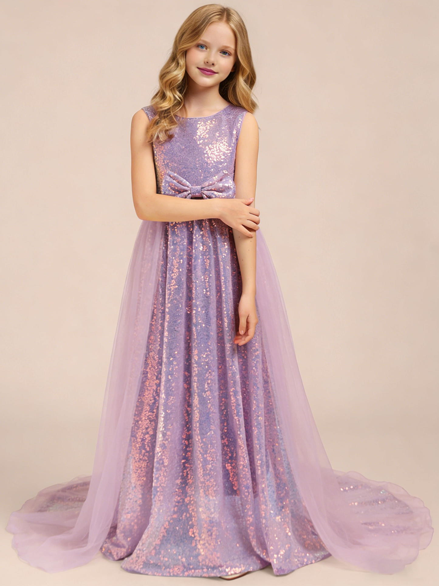 dideyttawl 2026 Flower Girls Dress Sparkly Sequins Tulle Sleeveless Prom Gown Floor Length Jr Bridesmaid Dresses 2557