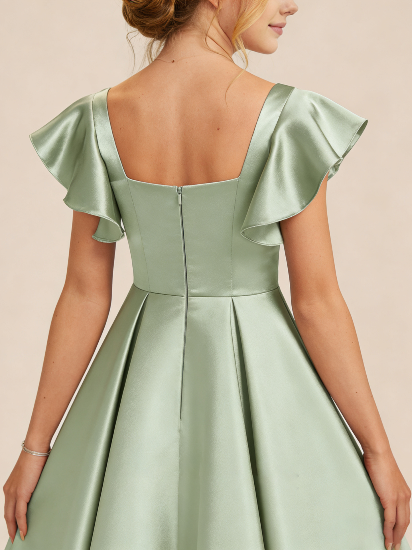 dideyttawl 2026 Girls Satin Prom Ball Gown Princess Dress Maxi Ruffle Sleeve Junior Bridesmaid Flower Girl Dresses 2546