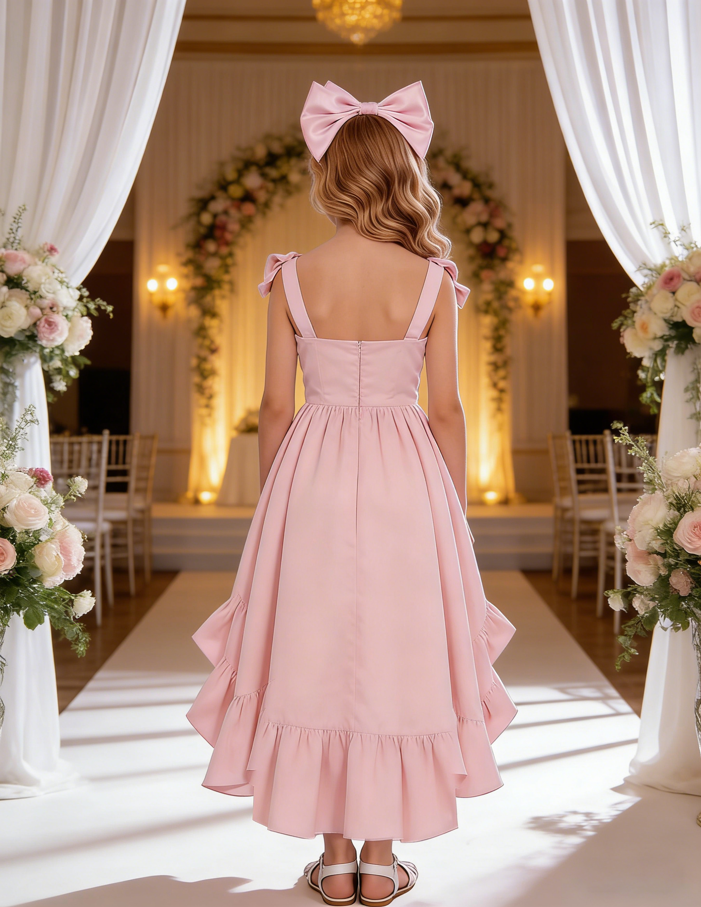 dideyttawl High-Low Junior Bridesmaid Dresses for Girls 4-16 Chiffon  A-Line Pageant Formal Party Ball Dress 2636