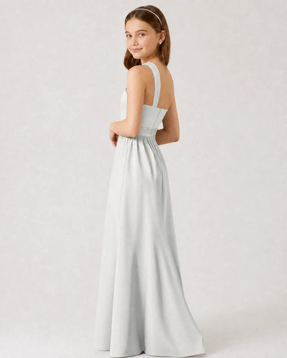 Dideyttawl Teal Junior Bridesmaid Dress Criss Cross Halter Neck Floor Length Dress