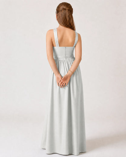 Dideyttawl Teal Junior Bridesmaid Dress Criss Cross Halter Neck Floor Length Dress
