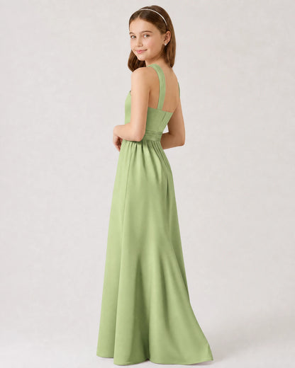Dideyttawl Teal Junior Bridesmaid Dress Criss Cross Halter Neck Floor Length Dress