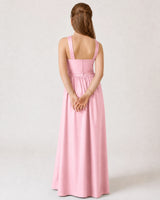 Pink Chiffon A-line Junior Bridesmaid Dress Back View