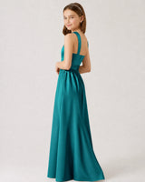 Peacock Satin A-line Junior Bridesmaid Dress Side View