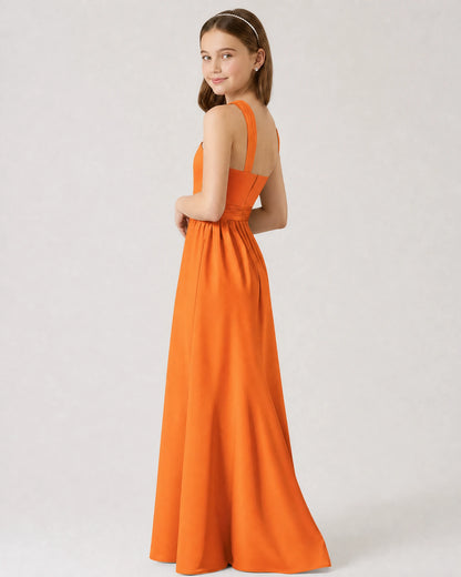 Dideyttawl Teal Junior Bridesmaid Dress Criss Cross Halter Neck Floor Length Dress