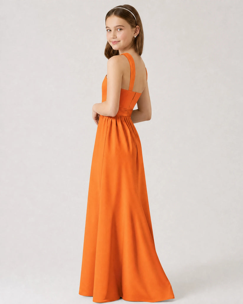 Burnt Orange Chiffon A-line Junior Bridesmaid Dress Side View