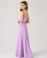 Lilac Chiffon A-line Junior Bridesmaid Dress Side View