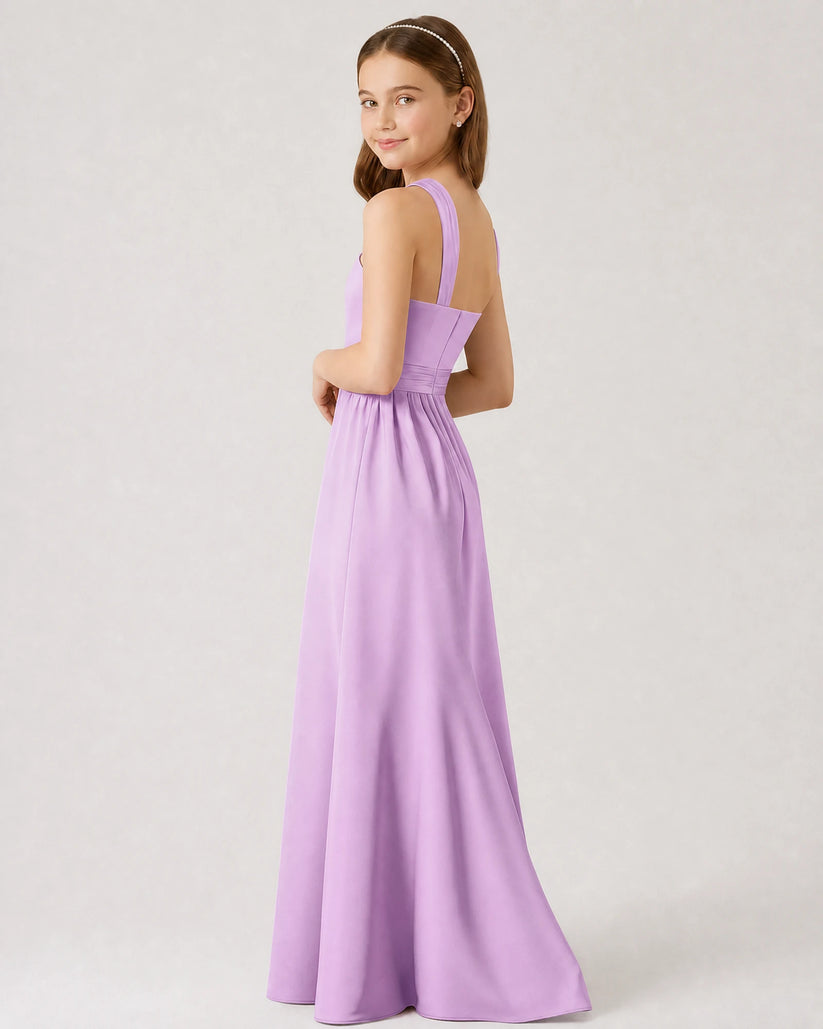 Lilac Chiffon A-line Junior Bridesmaid Dress Side View