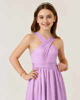Lilac Chiffon A-line Junior Bridesmaid Dress Front View