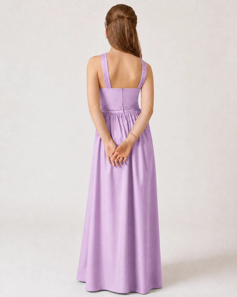 Lilac Chiffon A-line Junior Bridesmaid Dress Back View