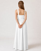 White Chiffon A-line Junior Bridesmaid Dress Back View