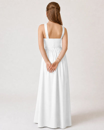 Dideyttawl Teal Junior Bridesmaid Dress Criss Cross Halter Neck Floor Length Dress