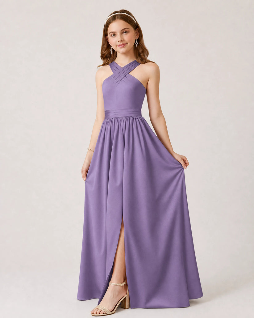 Wisteria Chiffon A-line Junior Bridesmaid Dress Front View