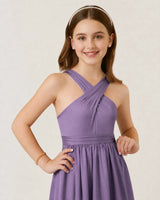 Wisteria Chiffon A-line Junior Bridesmaid Dress Front View