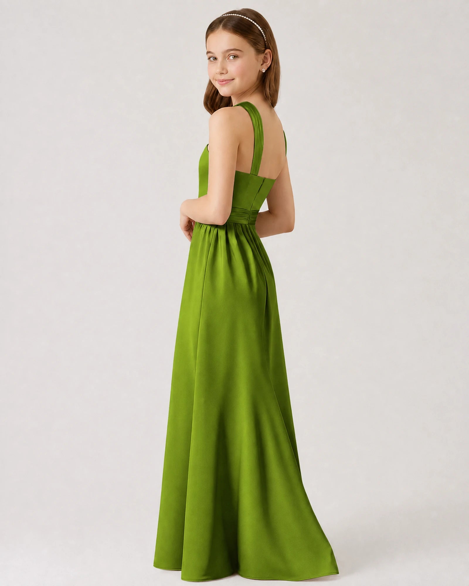 Dideyttawl Teal Junior Bridesmaid Dress Criss Cross Halter Neck Floor Length Dress