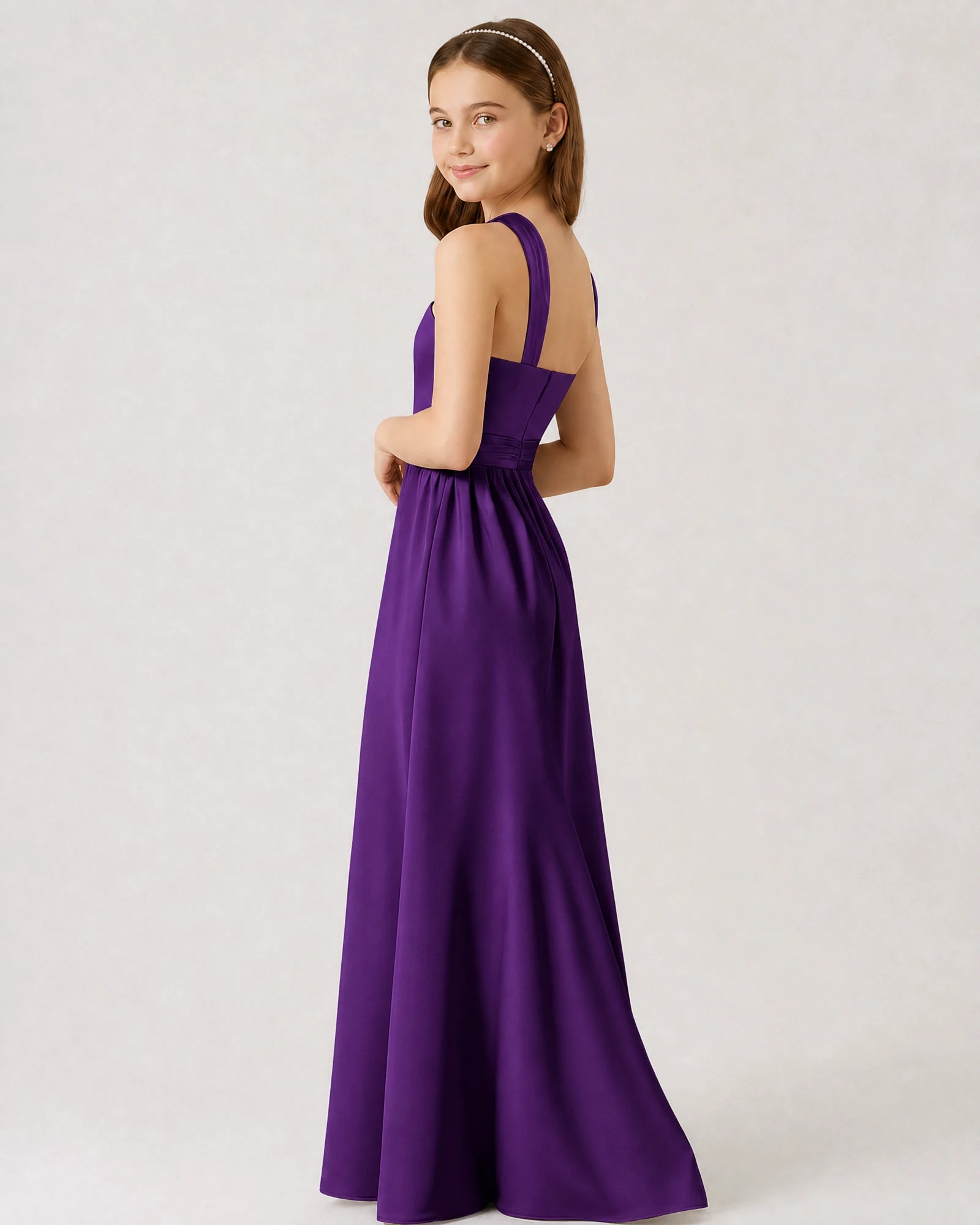 Dideyttawl Teal Junior Bridesmaid Dress Criss Cross Halter Neck Floor Length Dress