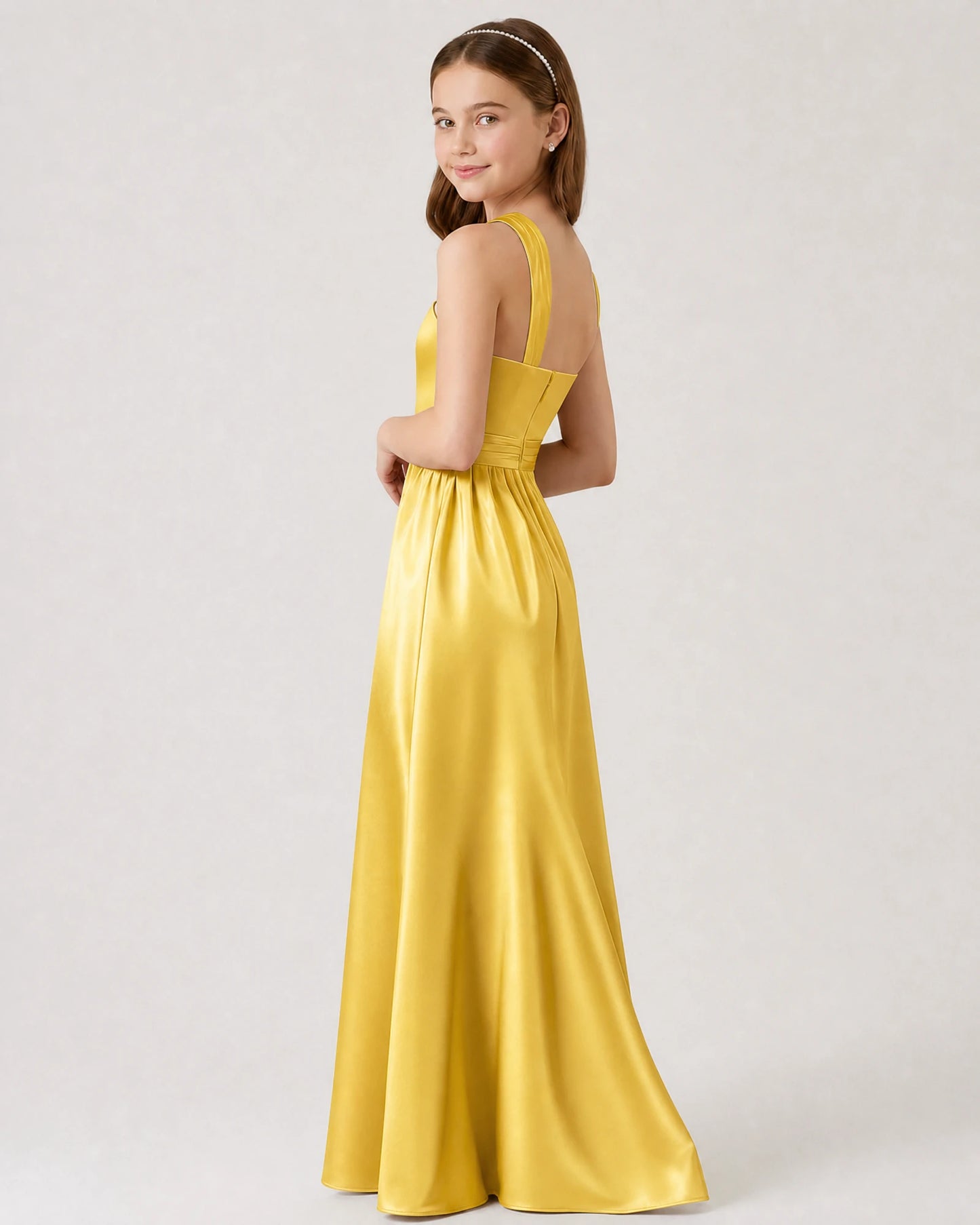 Dideyttawl Teal Junior Bridesmaid Dress Criss Cross Halter Neck Floor Length Dress