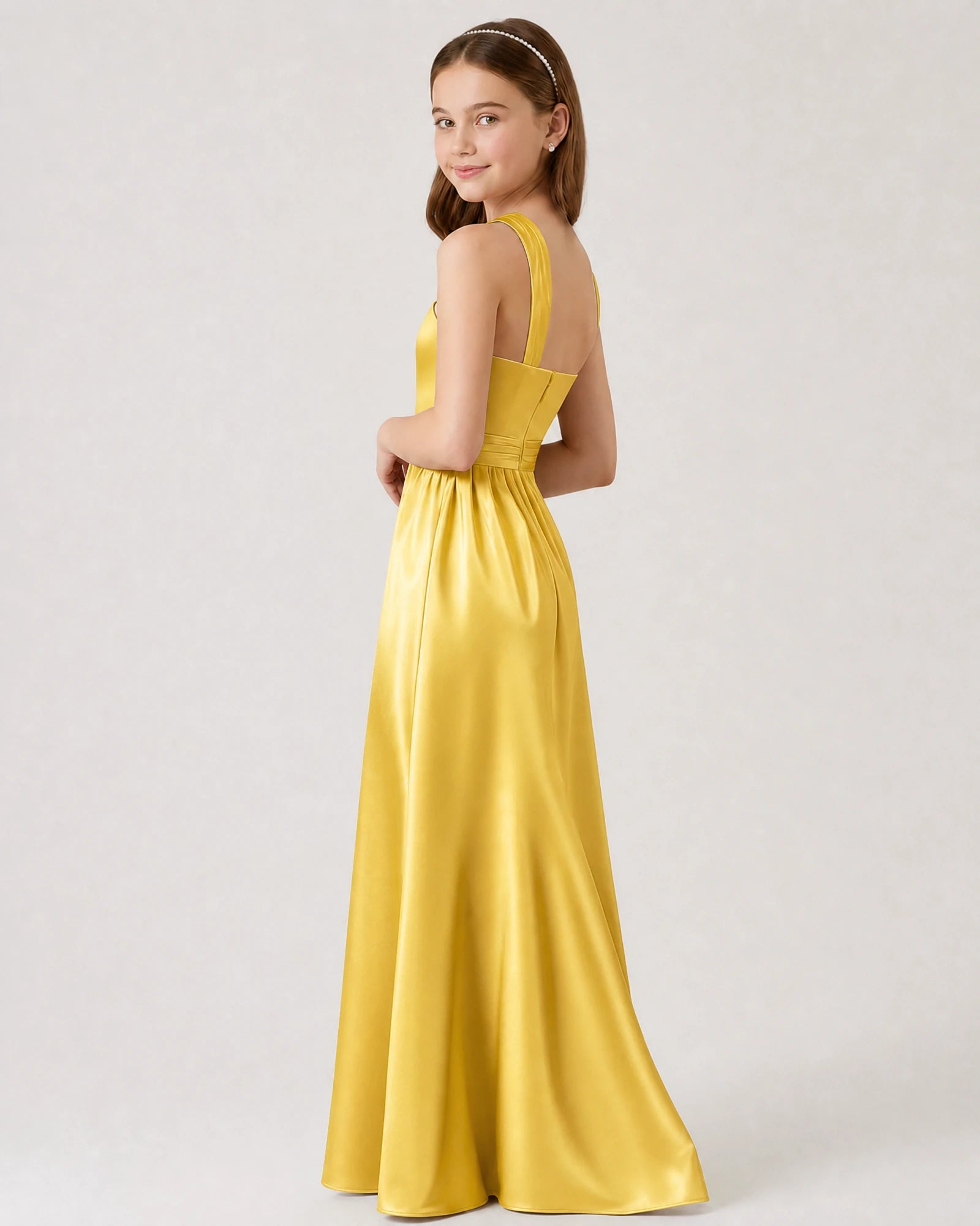 Dideyttawl Teal Junior Bridesmaid Dress Criss Cross Halter Neck Floor Length Dress